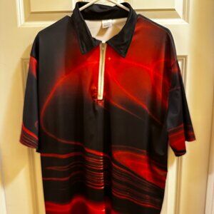 Unbranded Zip Short Sleeve Shirt Men's Red/Black Universe Sz 3XL Polyester